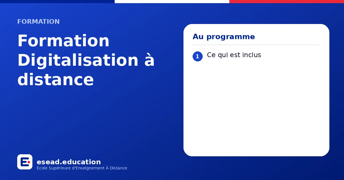 Infographie : Formation Digitalisation à distance — 1. Ce qui est inclus