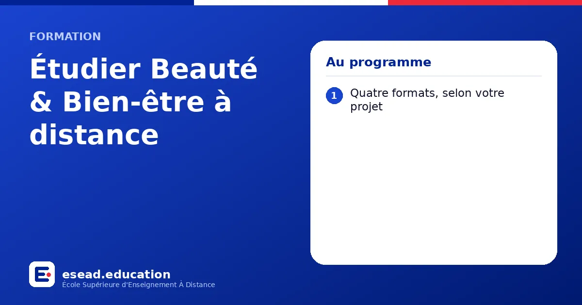 Infographie : Étudier Beauté & Bien-être à distance — 1. Quatre formats, selon votre projet