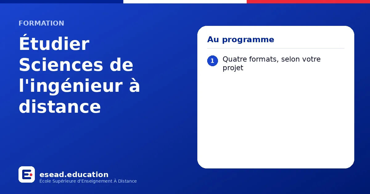 Infographie : Étudier Sciences de l'ingénieur à distance — 1. Quatre formats, selon votre projet